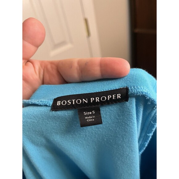 Boston Proper Terry Cloth Blue Crew Neck Women Small - Picture 7 of 7